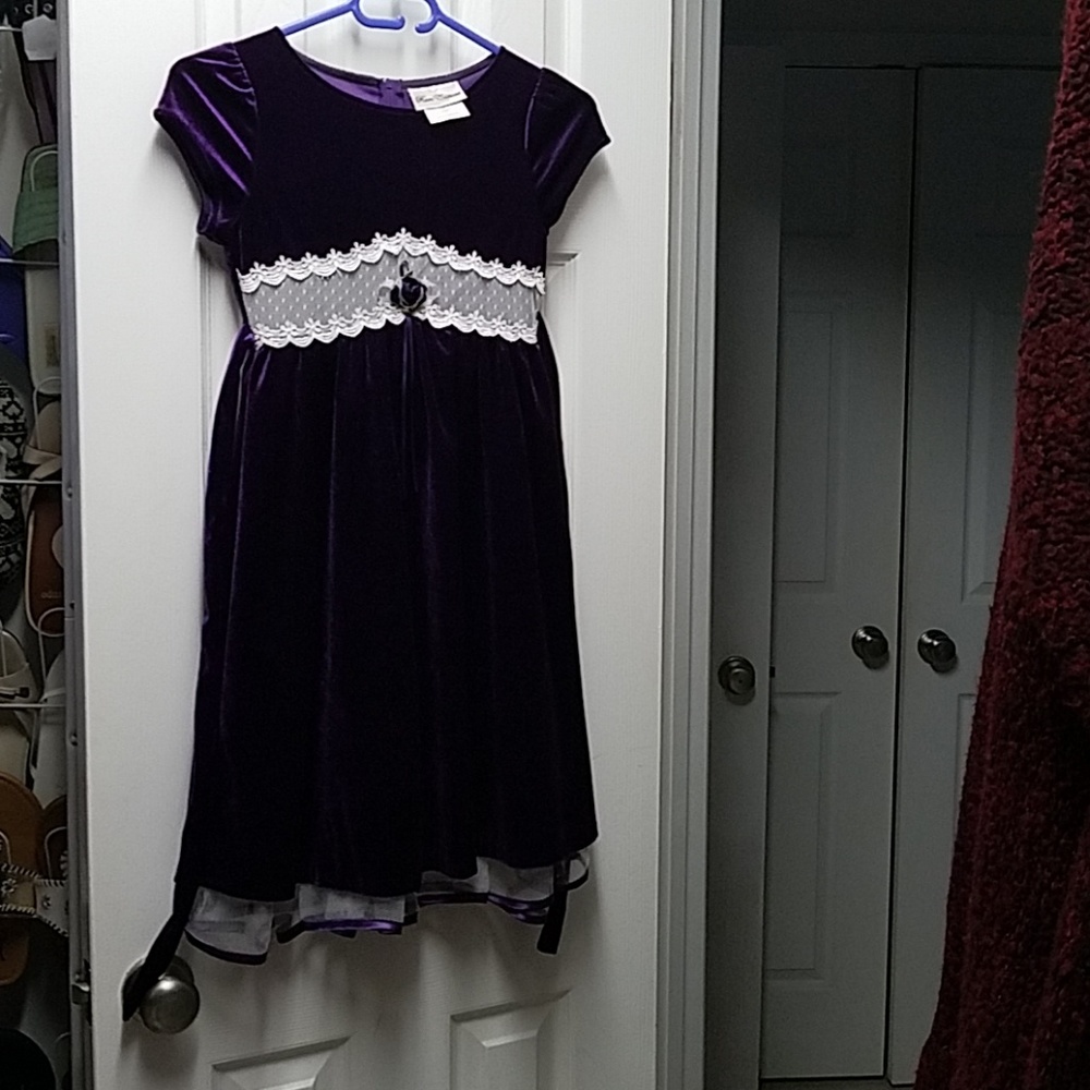 Rare Edition Girl's party dress purple velvet sz 7